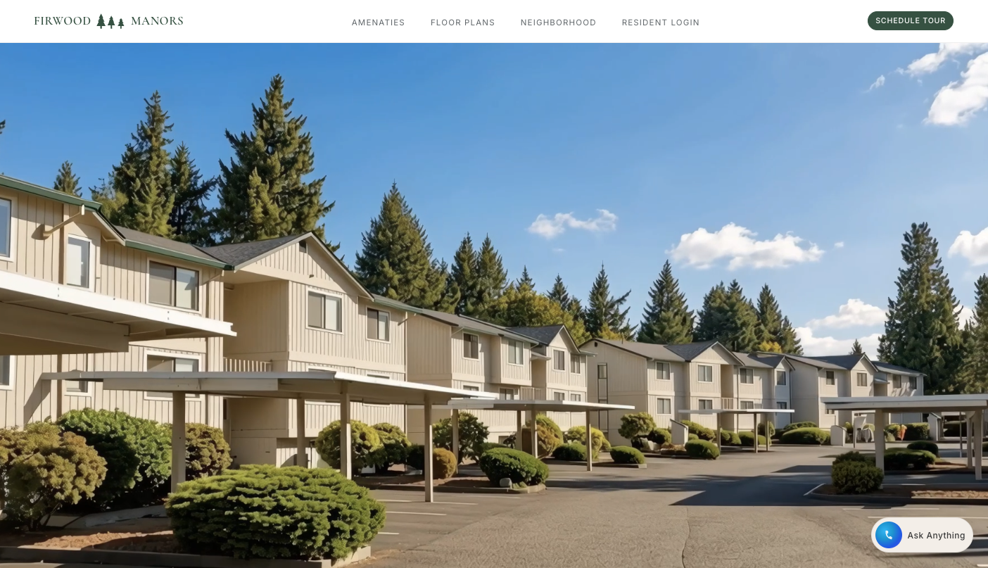 Apartment community website with voice concierge