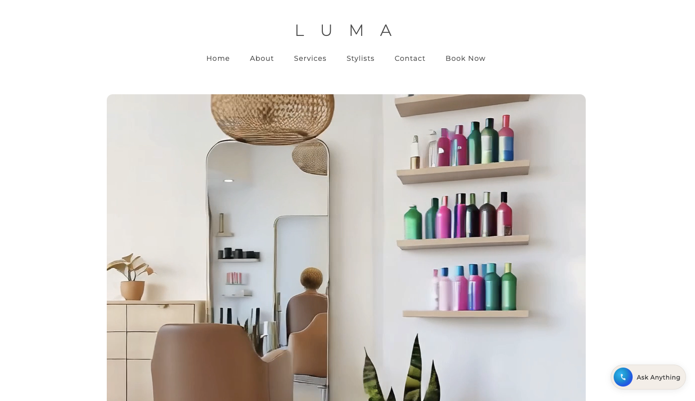 Hair salon website with voice concierge